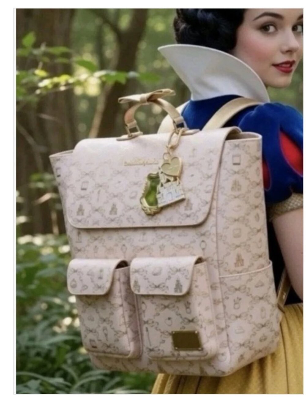 Bath & Body Works x Disney Princess Backpack Square Snow White White Gold New